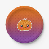 Niedlich Kawaii Halloween Cartoon Pumpkin Design Pappteller (Vorderseite)