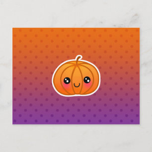 Niedlich Kawaii Halloween Cartoon Pumpkin Design Postkarte