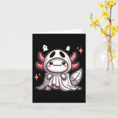Niedlich Kawaii Halloween Ghost Axolotl Karte (Gelbe Blume)