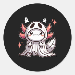 Niedlich Kawaii Halloween Ghost Axolotl Runder Aufkleber