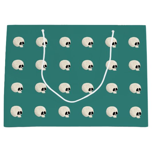 Niedlich Kawaii Halloween Skull Polka Dots Mitte g Große Geschenktüte (Vorderseite)