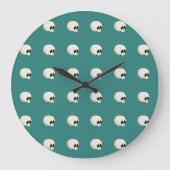 Niedlich Kawaii Halloween Skull Polka Dots Mitte g Große Wanduhr (Vorderseite)