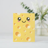 Niedlich Kawaii Happy Cheese Postkarte (Stehend Vorderseite)