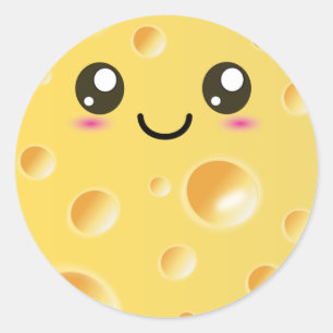 Niedlich Kawaii Happy Cheese Runder Aufkleber