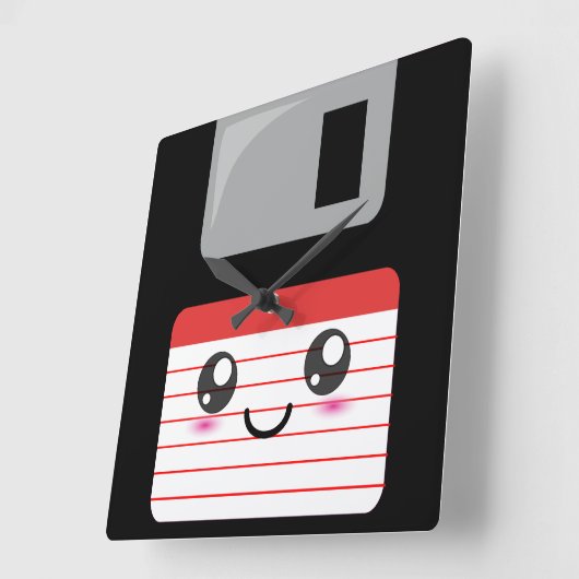 Niedlich / Kawaii Happy Diskette Quadratische Wanduhr (Winkel)