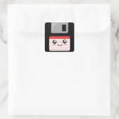 Niedlich / Kawaii Happy Diskette Quadratischer Aufkleber (Tasche)