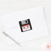 Niedlich / Kawaii Happy Diskette Quadratischer Aufkleber (Umschlag)