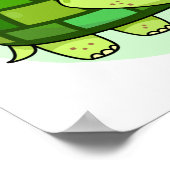 Niedlich Kawaii Happy Green Tortoise Poster (Ecke)