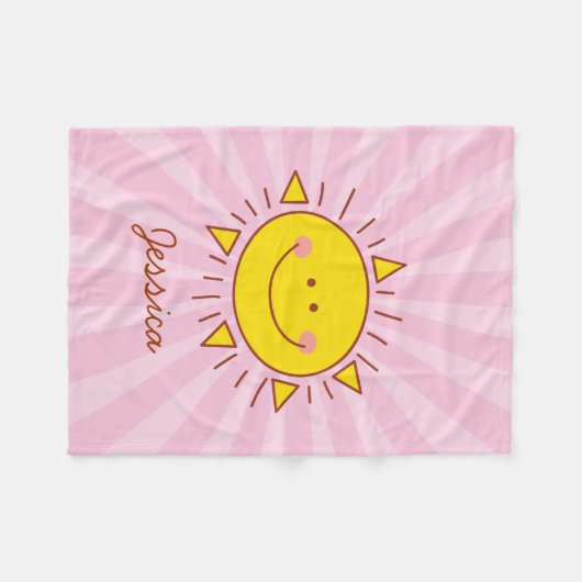Niedlich Kawaii Happy Little Sunshine Doodle Kids Fleecedecke (Vorderseite (Horizontal))