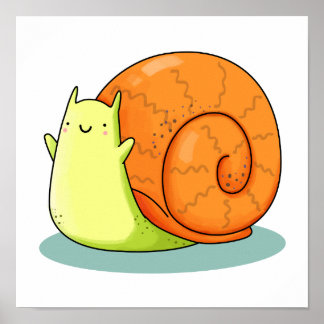 Niedlich Kawaii Happy Snail Poster