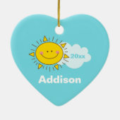 Niedlich Kawaii Happy Sunshine Baby First Christma Keramikornament (Hinten)