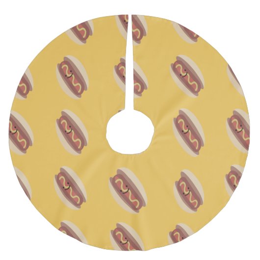 Niedlich Kawaii Hot Dog Polyester Weihnachtsbaumdecke (Vorderseite)