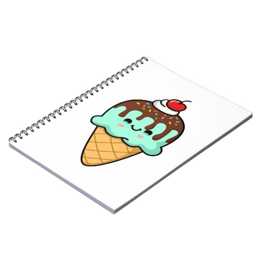 Niedlich Kawaii Ice Creme Cone Notizblock (Linke Seite)