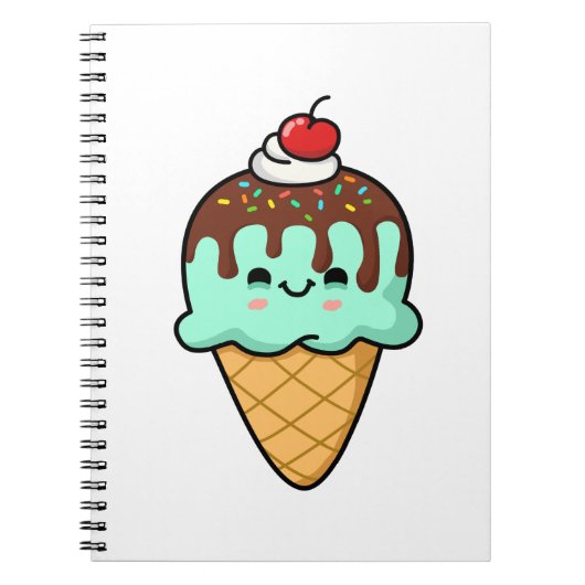 Niedlich Kawaii Ice Creme Cone Notizblock (Vorderseite)