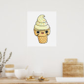 Niedlich Kawaii Ice Creme Cone Poster (Küche)