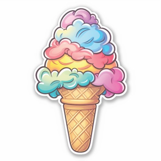 Niedlich Kawaii Ice Creme Cone | Süße Leckerei Aufkleber (Vorderseite)