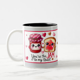 Niedlich Kawaii Jam und Toast Zweifarbige Tasse