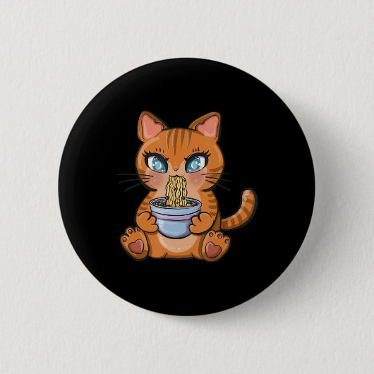 Niedlich Kawaii Japanisch Anime Cat Ramen Gift Button (Vorderseite)
