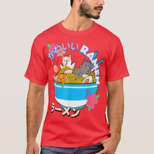 Niedlich Kawaii Japanische Katze Ramen Bowl Neko N T-Shirt