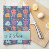 Niedlich Kawaii Jellyfish Personalisiert Geschirrtuch (Viertel Falte)