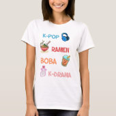 Niedlich Kawaii K-Pop Ramen Boba Bubble Tea K-Dra T-Shirt (Vorderseite)