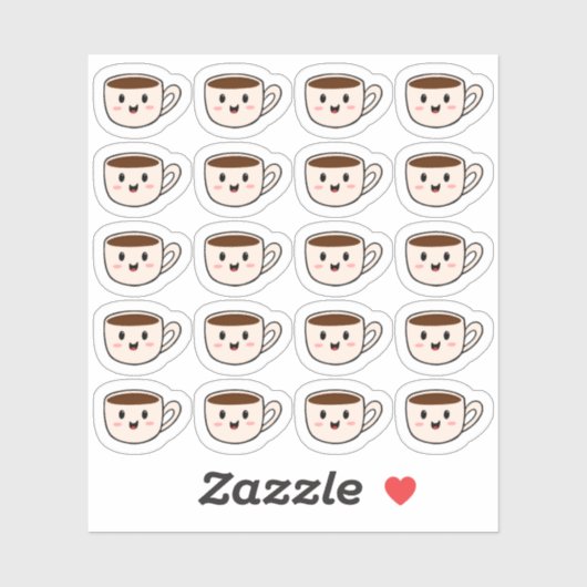 Niedlich Kawaii Kaffee-Cup Kaffeepause Bujo Planer Aufkleber (Blatt)