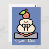 Niedlich Kawaii Kagami Mochi Postkarte (Vorne/Hinten)