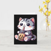 Niedlich Kawaii Katze Boba Blubble Milk Tee Anime Karte (Gelbe Blume)