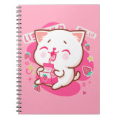 Niedlich Kawaii Katze Japanisch Erdbeermilch Notizblock (Vorderseite)