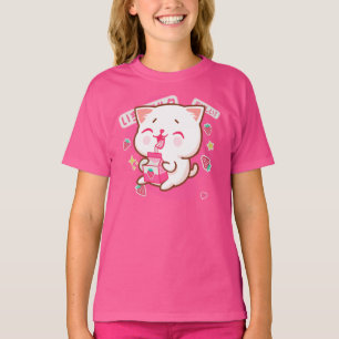 Niedlich Kawaii Katze Japanisch Erdbeermilch T-Shirt