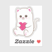 Niedlich Kawaii Katze Rosa Herz Valentine Aufkleber (Blatt)