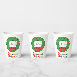 Niedlich Kawaii Katze Weihnachtsfeiertag Jahreszei Pappbecher