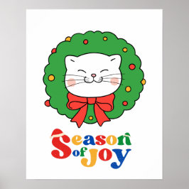 Niedlich Kawaii Katze Weihnachtsfeiertag Jahreszei Poster