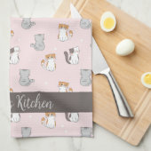 Niedlich Kawaii Katzen Personalisiert Geschirrtuch (Viertel Falte)