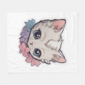 Niedlich Kawaii Kitten 1 Fleecedecke (Vorderseite (Horizontal))