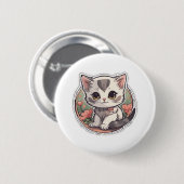 Niedlich Kawaii Kitten Button (Vorne & Hinten)