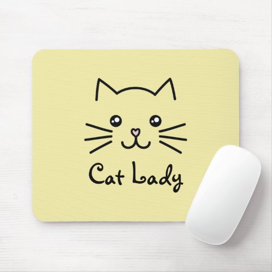 Niedlich Kawaii Kitten Cat Face Cat Lover Minimali Mousepad (Mit Mouse)