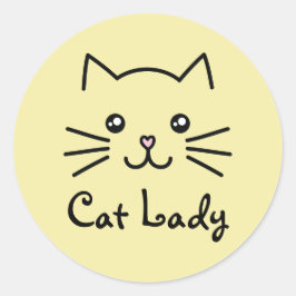 Niedlich Kawaii Kitten Cat Face Cat Lover Minimali Runder Aufkleber
