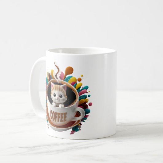 Niedlich Kawaii Kitten im Coffee Cup Kaffeetasse (Vorderseite Links)