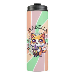 Niedlich Kawaii Kitten mit Bubble Tee Personalisie Thermosbecher