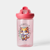 Niedlich Kawaii Kitten mit Bubble Tee Personalisie Trinkflasche (Vorne)