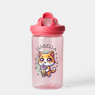 Niedlich Kawaii Kitten mit Bubble Tee Personalisie Trinkflasche