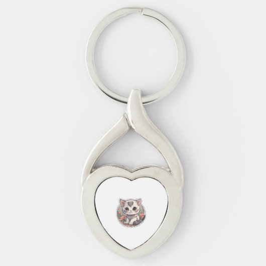 Niedlich Kawaii Kitten Schlüsselanhänger (Vorderseite)