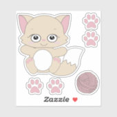 Niedlich Kawaii Kitten und Paw Prints Aufkleber (Blatt)