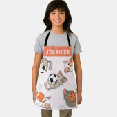 Niedlich Kawaii Kittens & Sports Balls Mädchen Nam Schürze (Insitu)