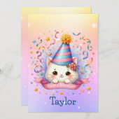 Niedlich Kawaii Kitty Cat Geburtstags Grußkarte (Vorne/Hinten)
