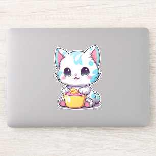 Niedlich Kawaii Kitty Face   Sweet Cat Emblem Aufkleber