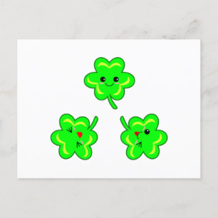 Niedlich & Kawaii Kleeblatts St. Patrick's Day Feiertagspostkarte