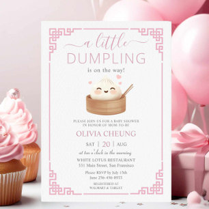 Niedlich Kawaii Kleine Dumpling Bao Pink Babydusch Einladung
