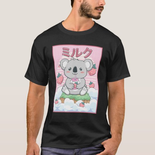 Niedlich Kawaii Koala Bear Erdbeermilch T-Shirt (Vorderseite)
